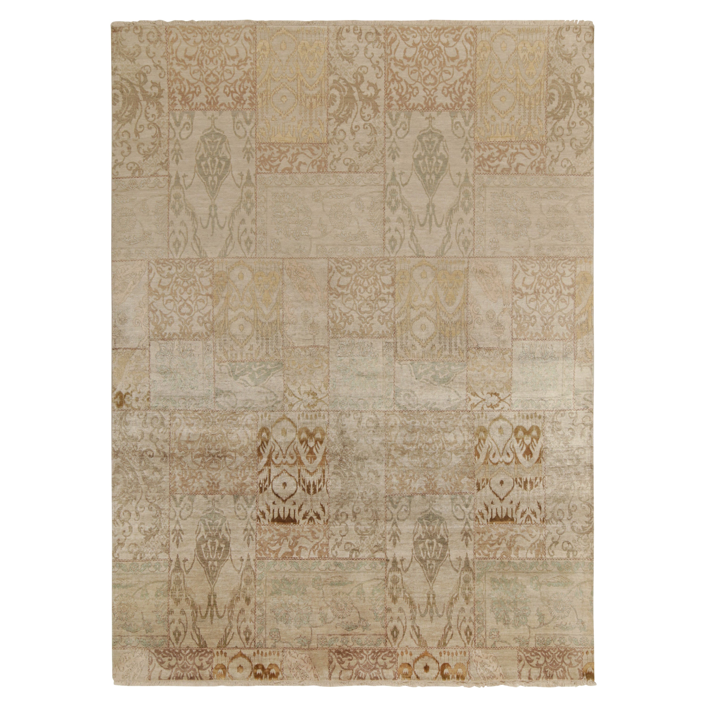 Rug & Kilim's Classic Style Teppich in Brown-Beige, Gold-Ikats-Muster im Angebot