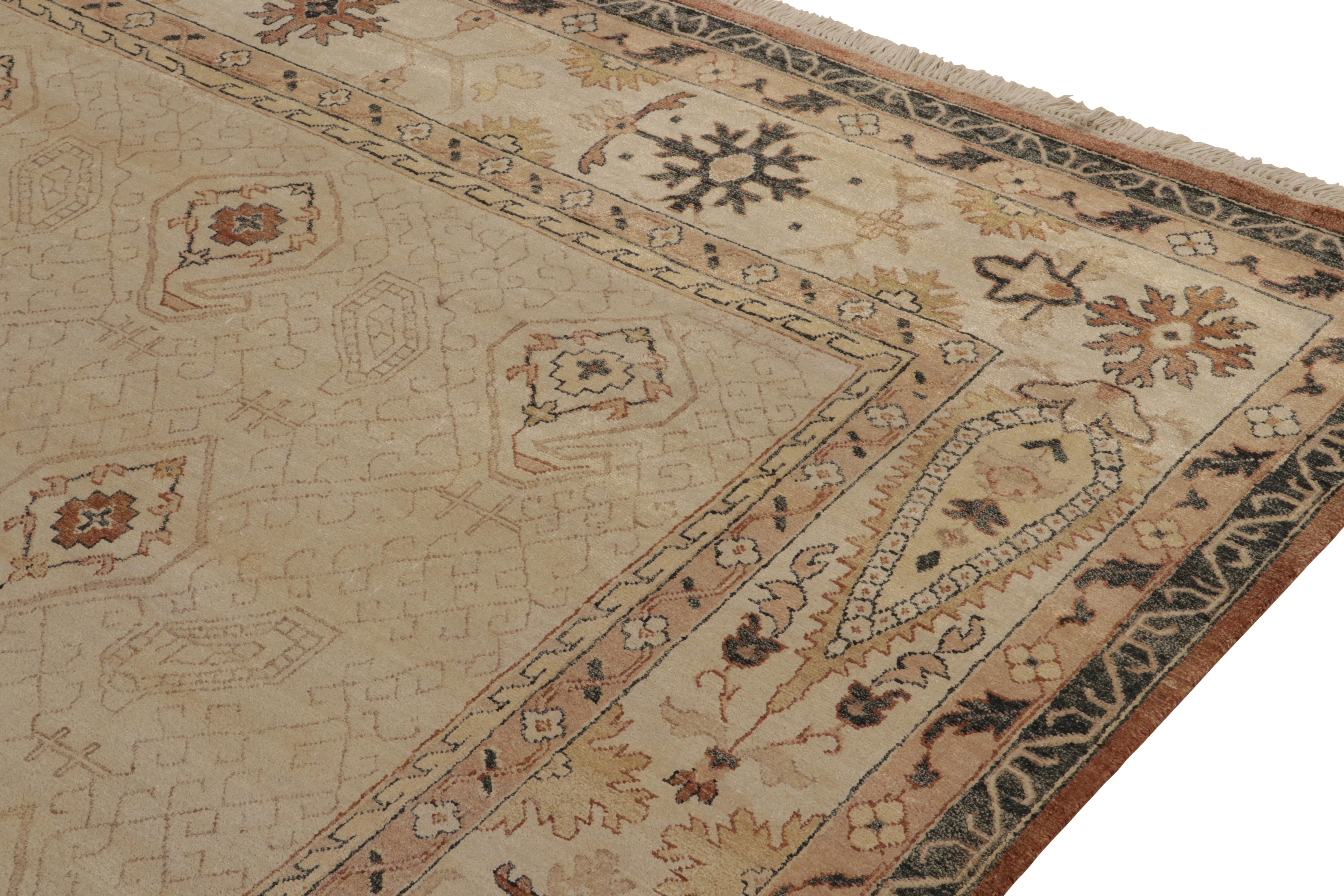 Rug & Kilim’s Classic style rug in Beige-Brown Paisleys, Rustic Florals In New Condition For Sale In Long Island City, NY