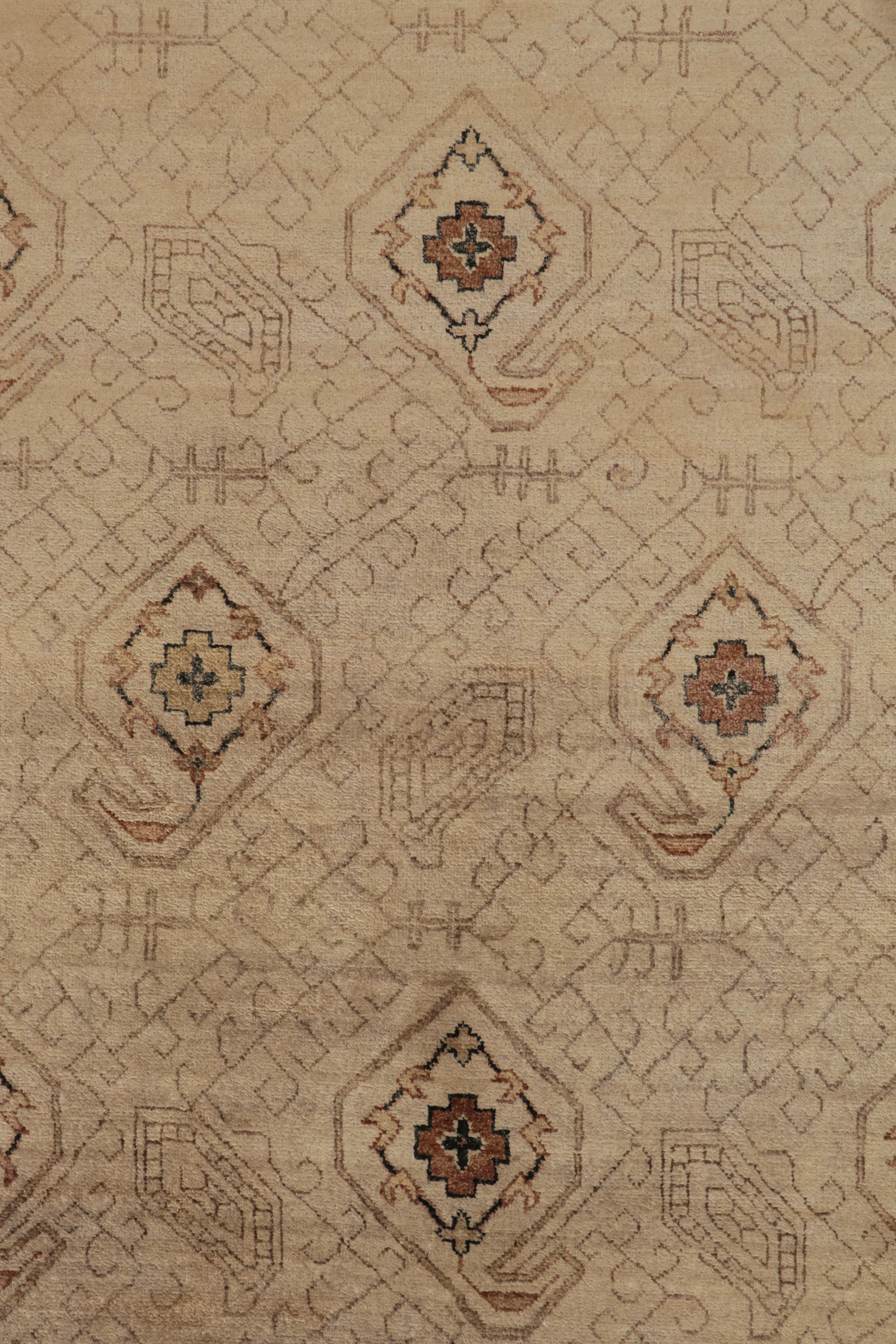 Contemporary Rug & Kilim’s Classic style rug in Beige-Brown Paisleys, Rustic Florals For Sale