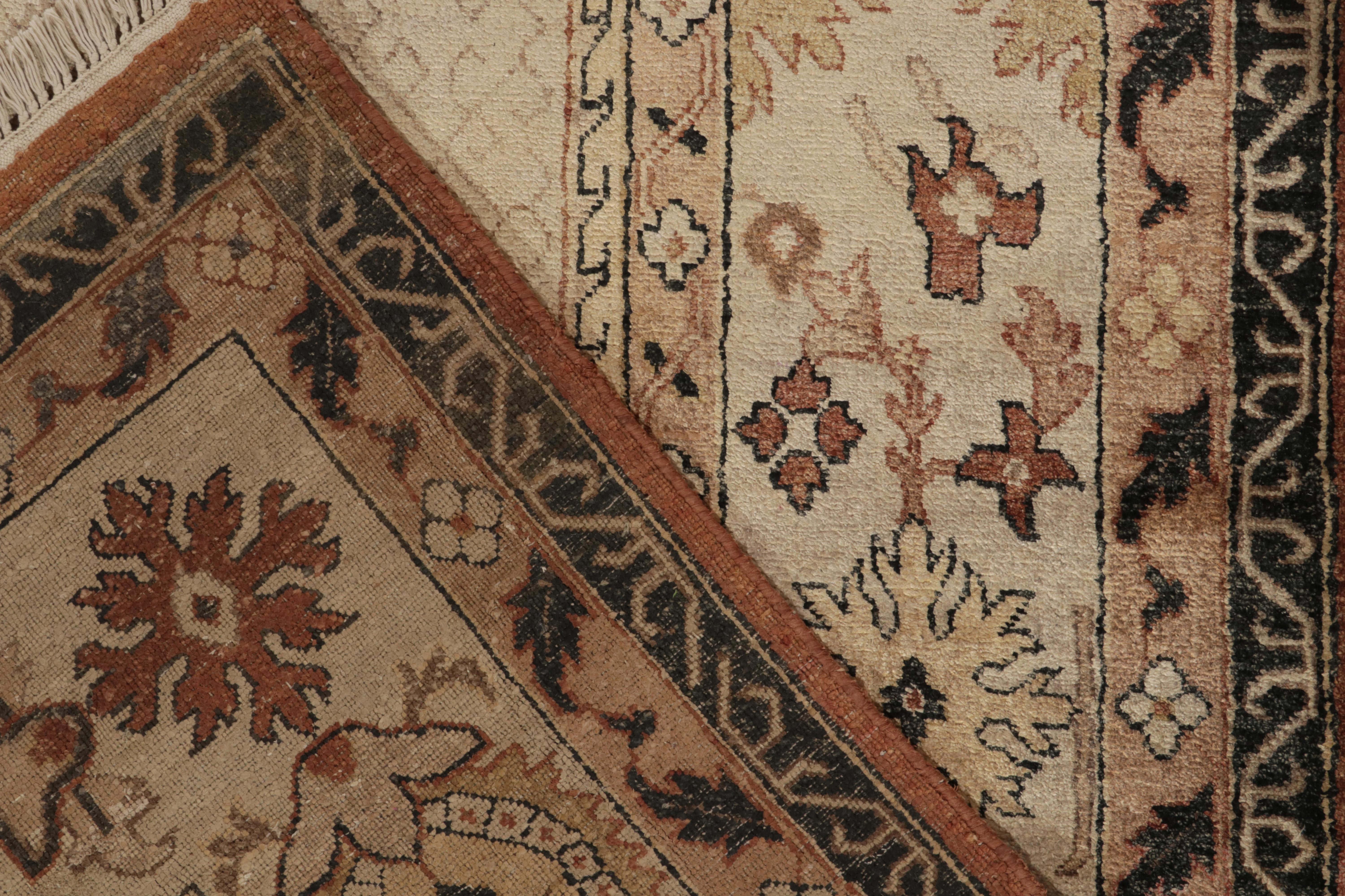 Silk Rug & Kilim’s Classic style rug in Beige-Brown Paisleys, Rustic Florals For Sale