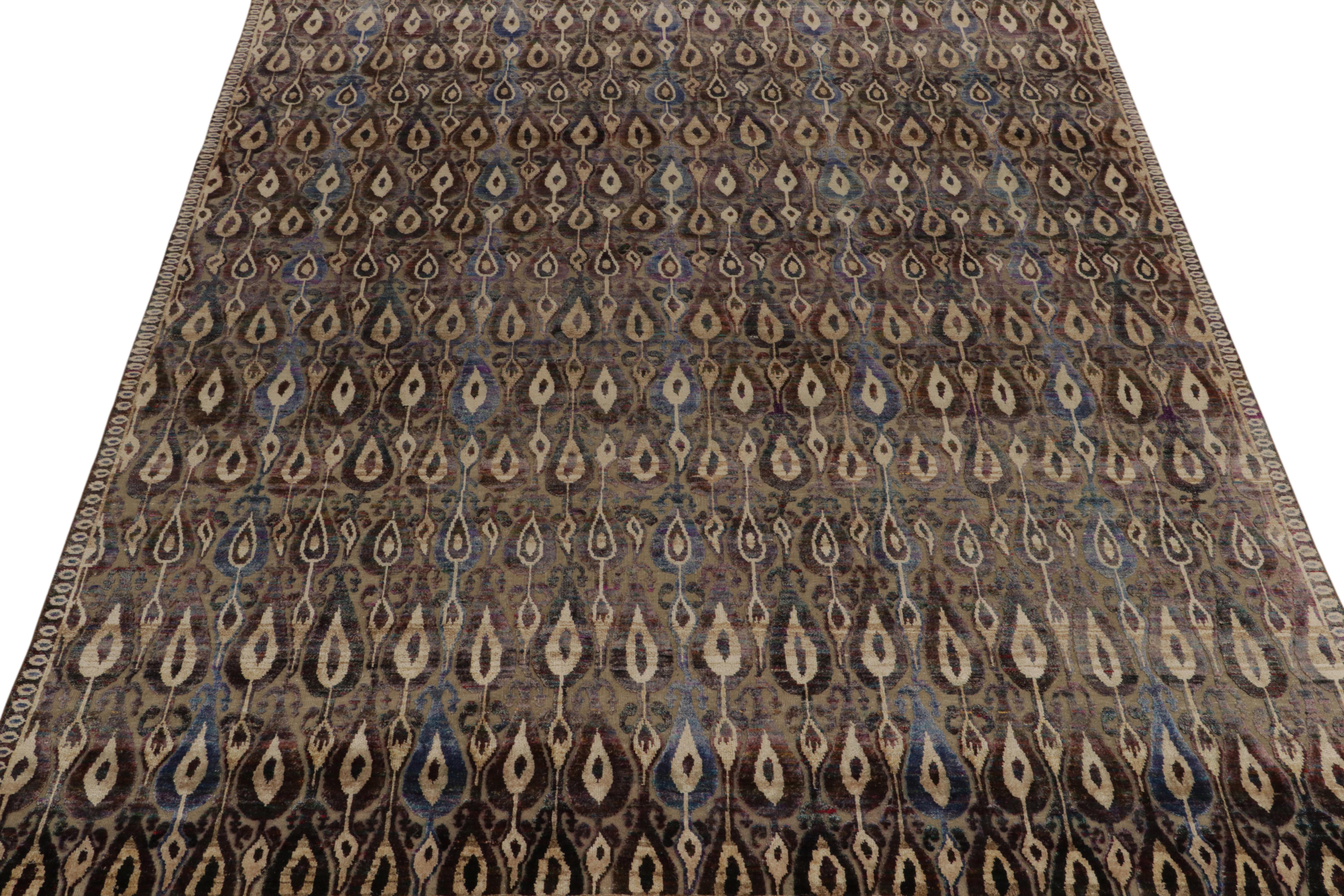 Indian Rug & Kilim’s Classic Style Rug in Beige-Brown, Red and Blue Ikats Patterns For Sale