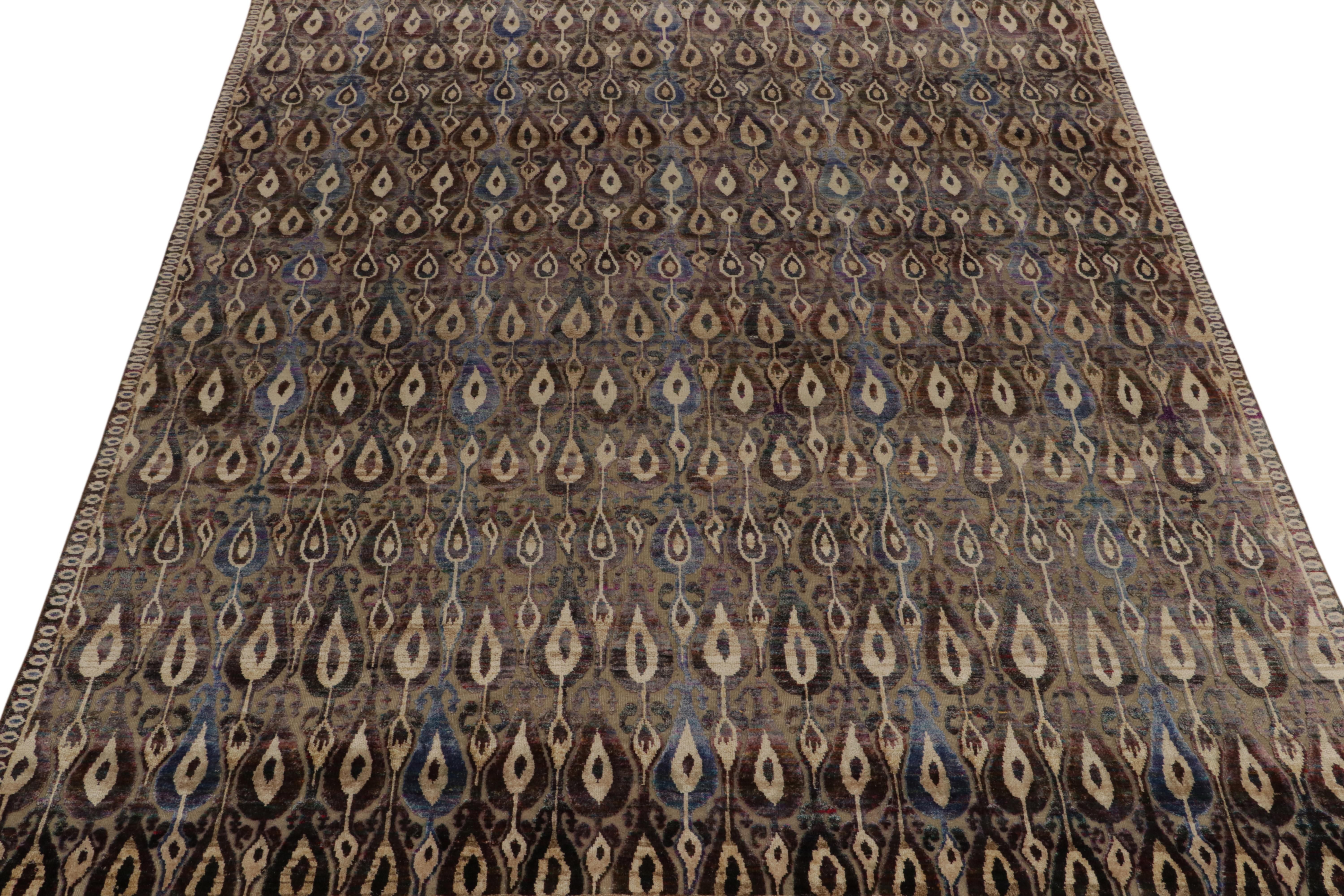 Indiano Tappeto Rug & Kilim in stile classico con motivi Ikats beige-marrone, rosso e blu in vendita