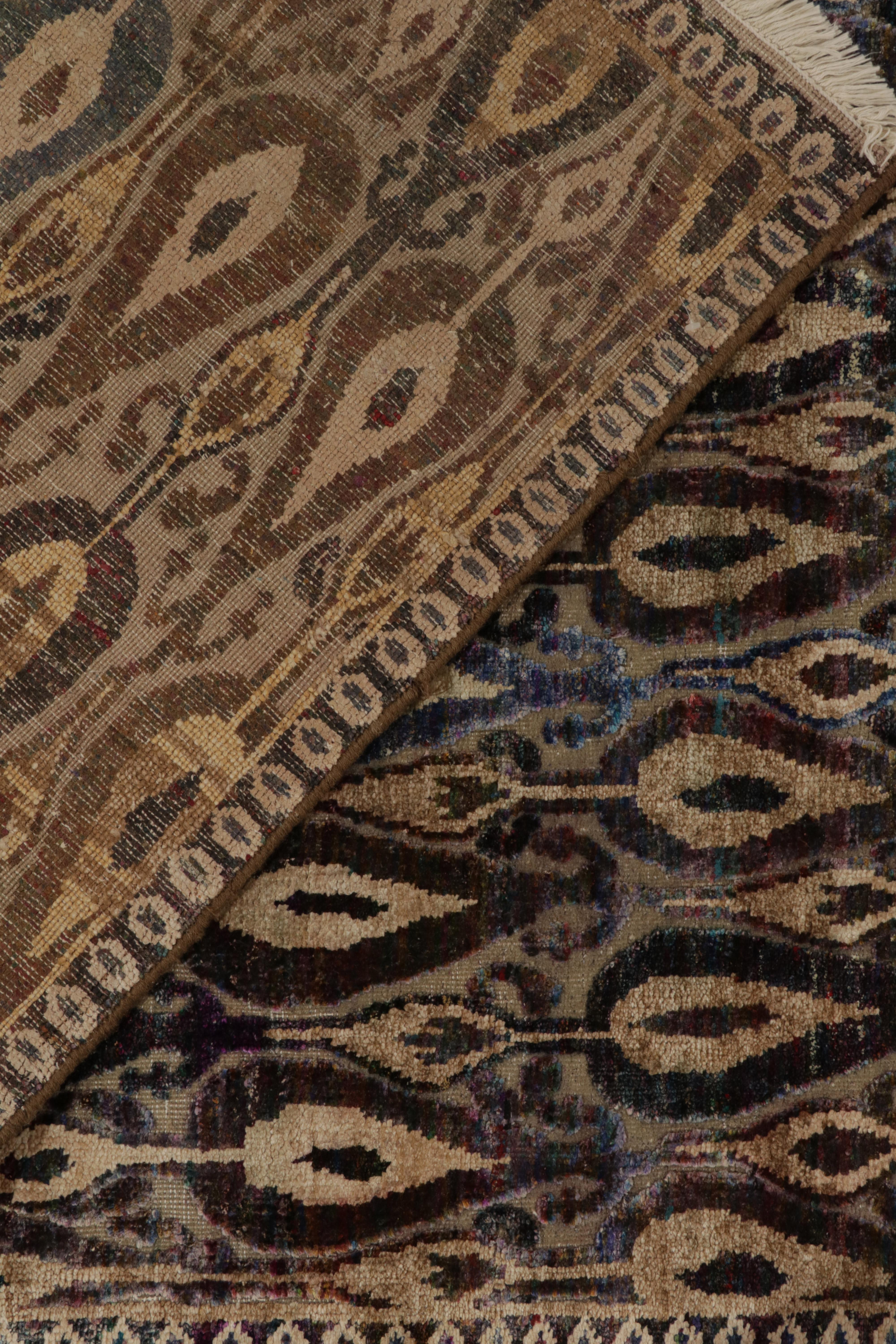 Lana Tappeto Rug & Kilim in stile classico con motivi Ikats beige-marrone, rosso e blu in vendita