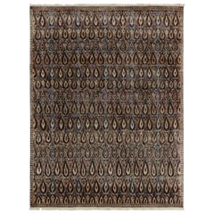Tapis de style Classic de Rug & Kilim à motifs Ikats beige-brun, rouge et bleu