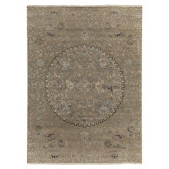 Tapis de style Classic de Rug & Kilim à motif floral en médaillon beige, gris et bleu