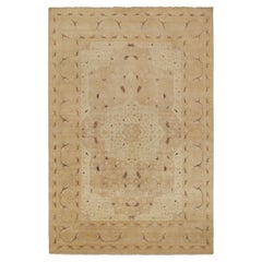 Rug & Kilim’s Classic-Style rug in Beige-Pink with Gold & Brown Floral Patterns