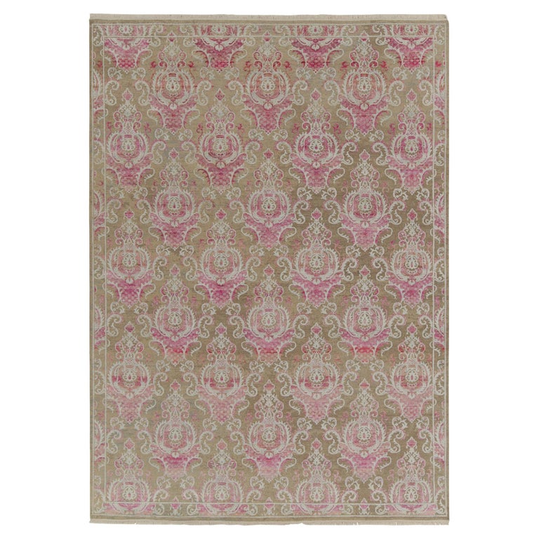 Rug and Kilim’s Classic Style rug in Beige with Pink and Pale Blue ...