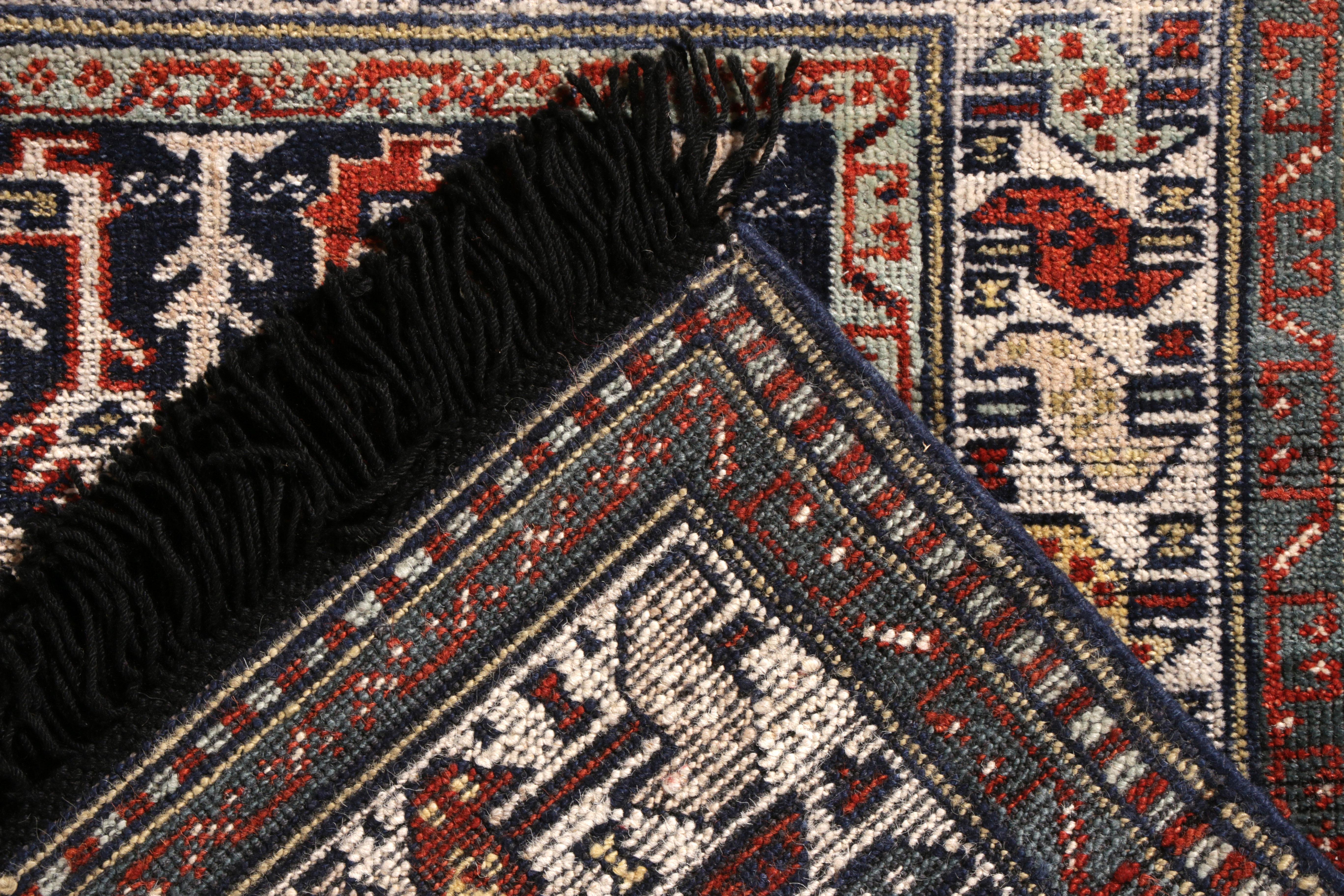 Rug & Kilim’s Classic Style Rug in Blue and Red Geometric Tribal Pattern In New Condition In Long Island City, NY