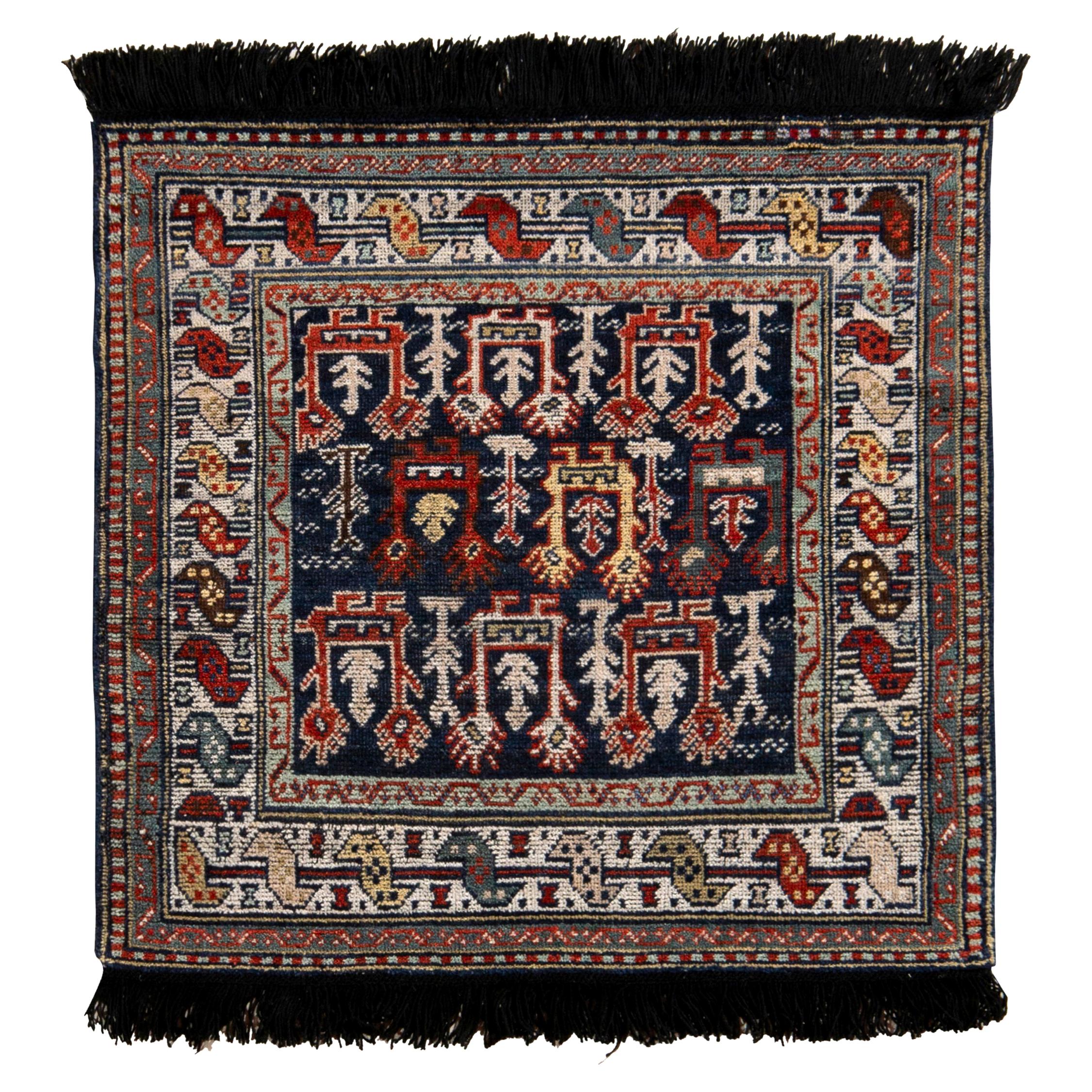 Alfombra de estilo clásico Rug 
Kilim con diseño tribal geométrico en azul y rojo