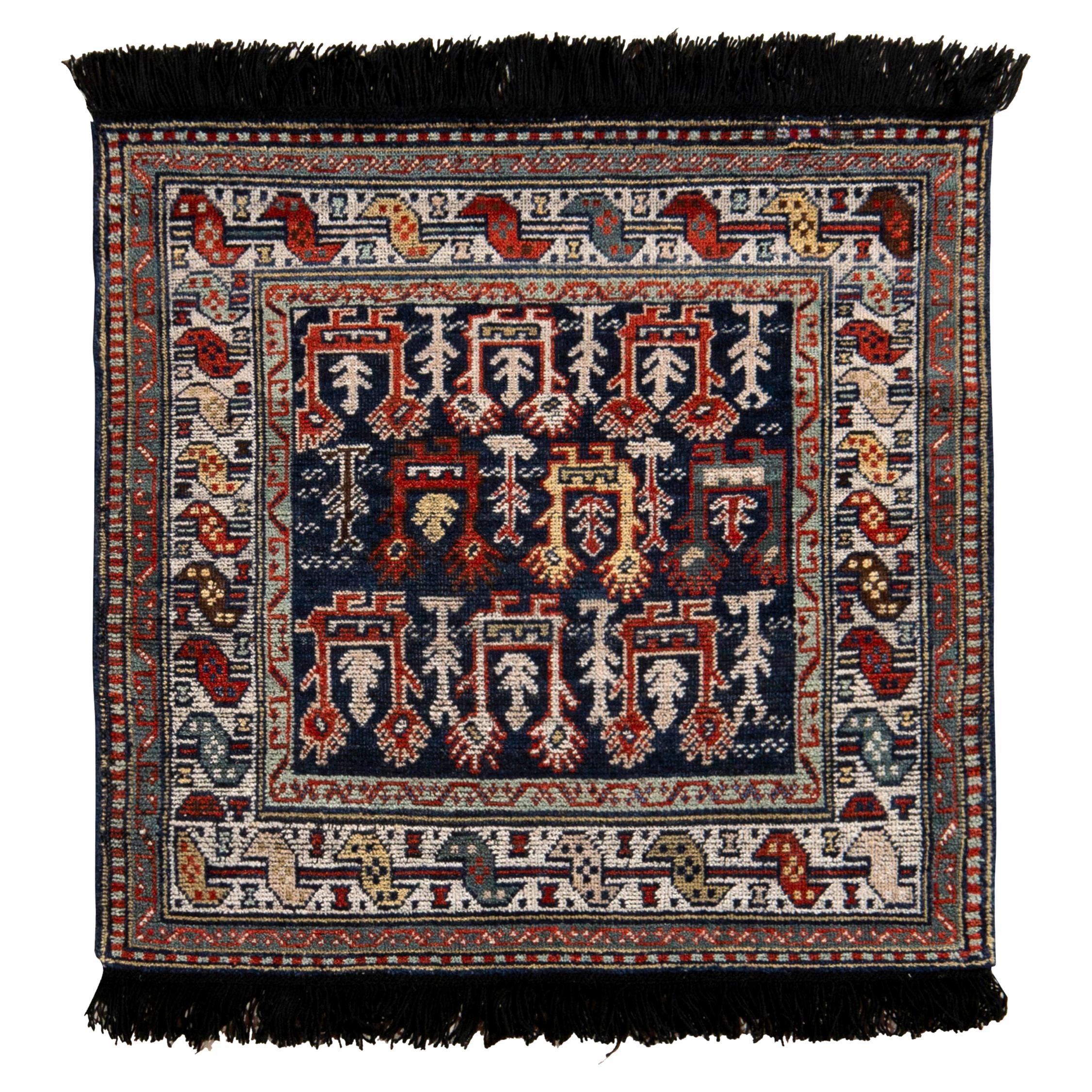 Rug & Kilim’s Classic Style Rug in Blue and Red Geometric Tribal Pattern