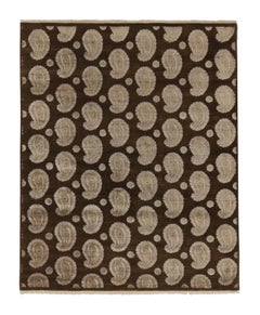 Rug & Kilim’s Classic Style Rug in Brown with Ivory Paisley Patterns