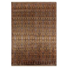Rug & Kilim’s Classic Style Rug in Gold and Purple Ikats Patterns