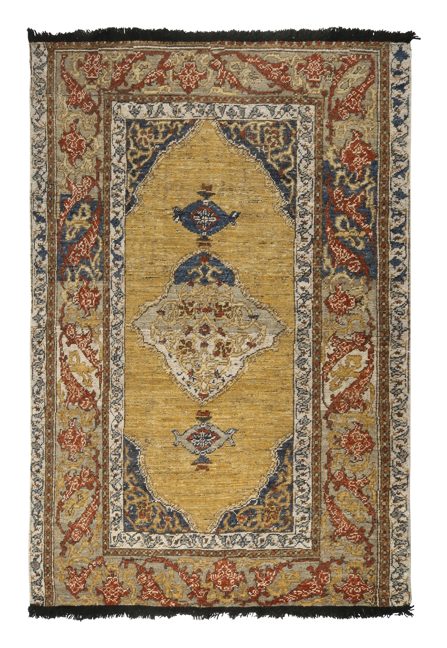Tappeto Rug & Kilim in stile classico con medaglione d'oro e motivi floreali rossi