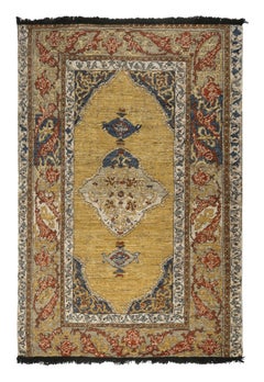 Tappeto Rug & Kilim in stile classico con medaglione d'oro e motivi floreali rossi