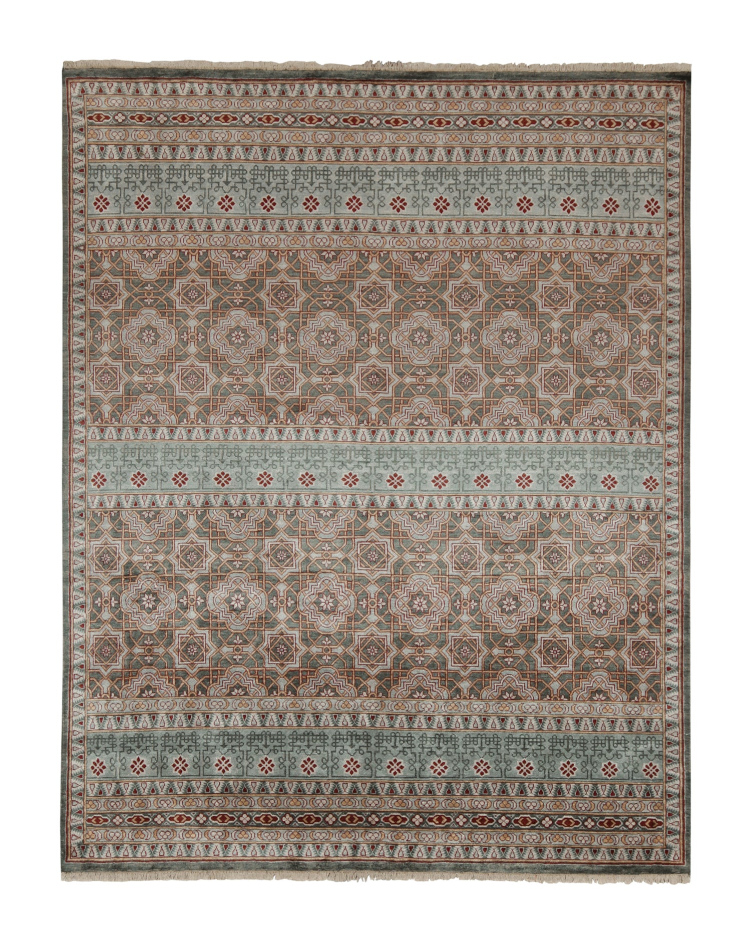 Rug & Kilim’s Classic Style Rug in Gold, Red and Blue Geometric Pattern For Sale