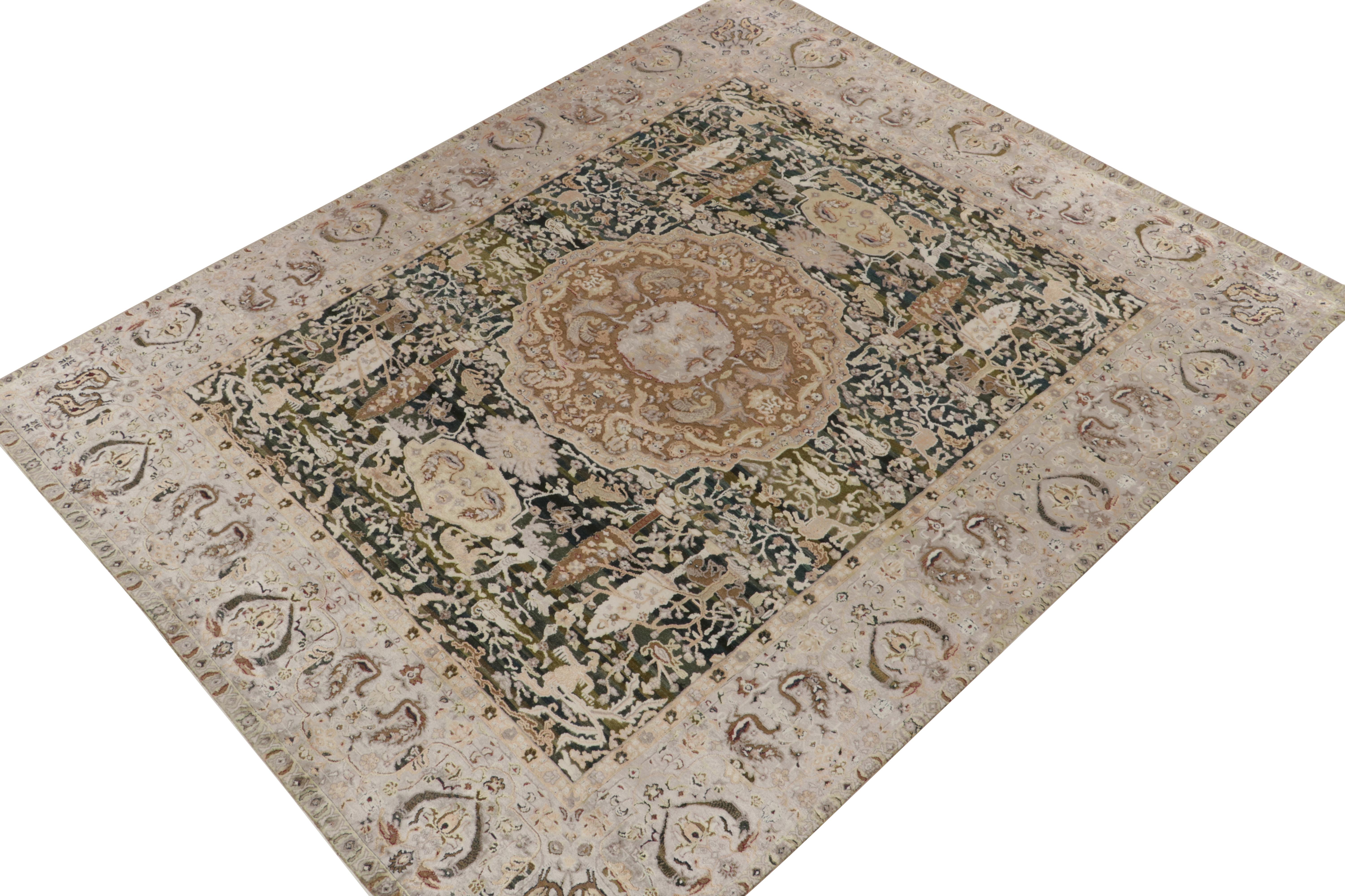 Hand-knotted in fine quality wool & silk, a gorgeous circle rug inspired by 19th century Persian masterpieces of rare provenance.

New to our Modern Classics collection, this particular work is believed to have been initiated by a German designer