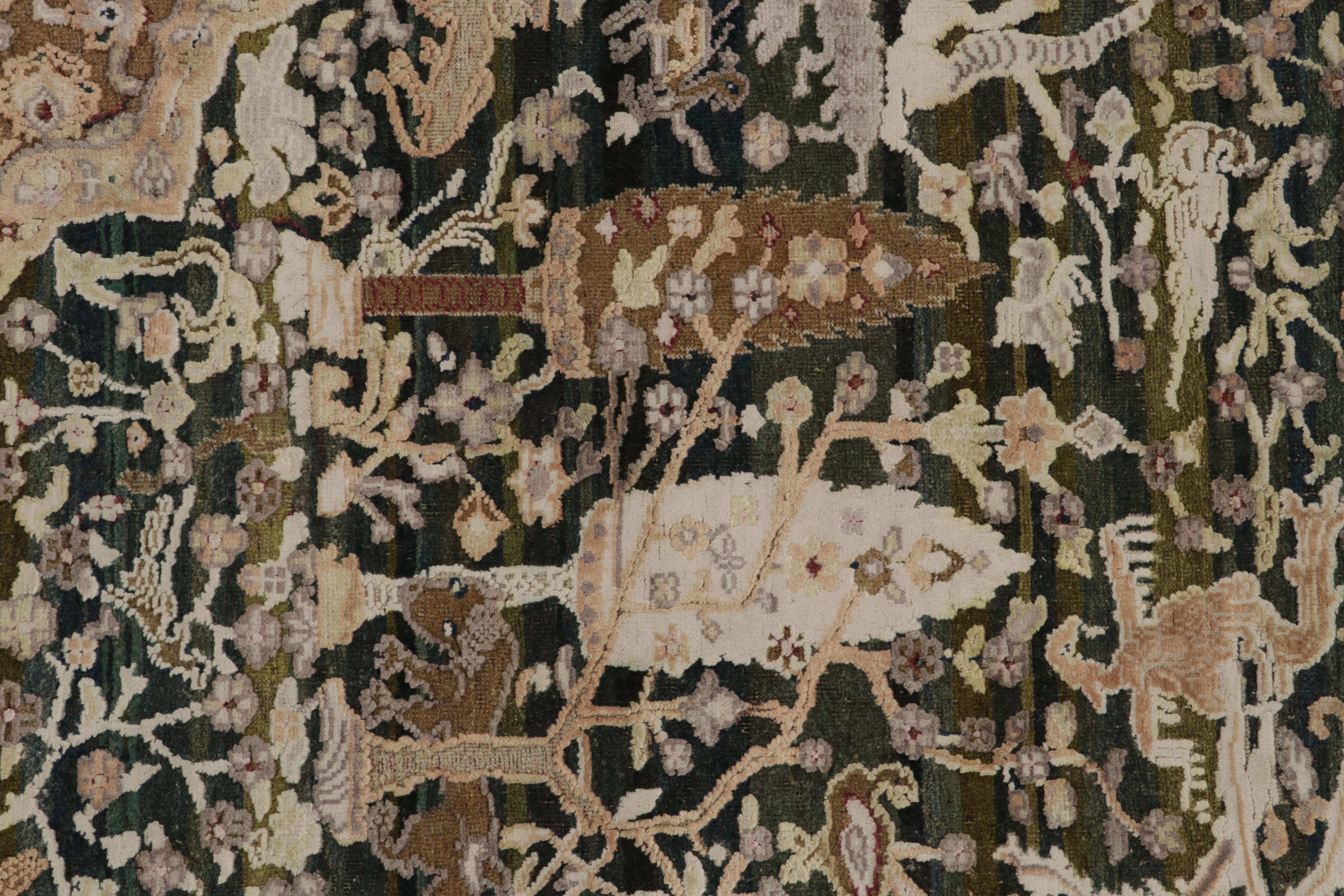 XXIe siècle et contemporain Tapis de style Classic de Rug & Kilim à motif floral gris et beige-brun en vente