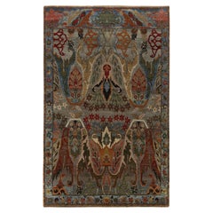 Rug & Kilim’s Classic Style Rug in Grey, Green & Blue with Polychrome Florals