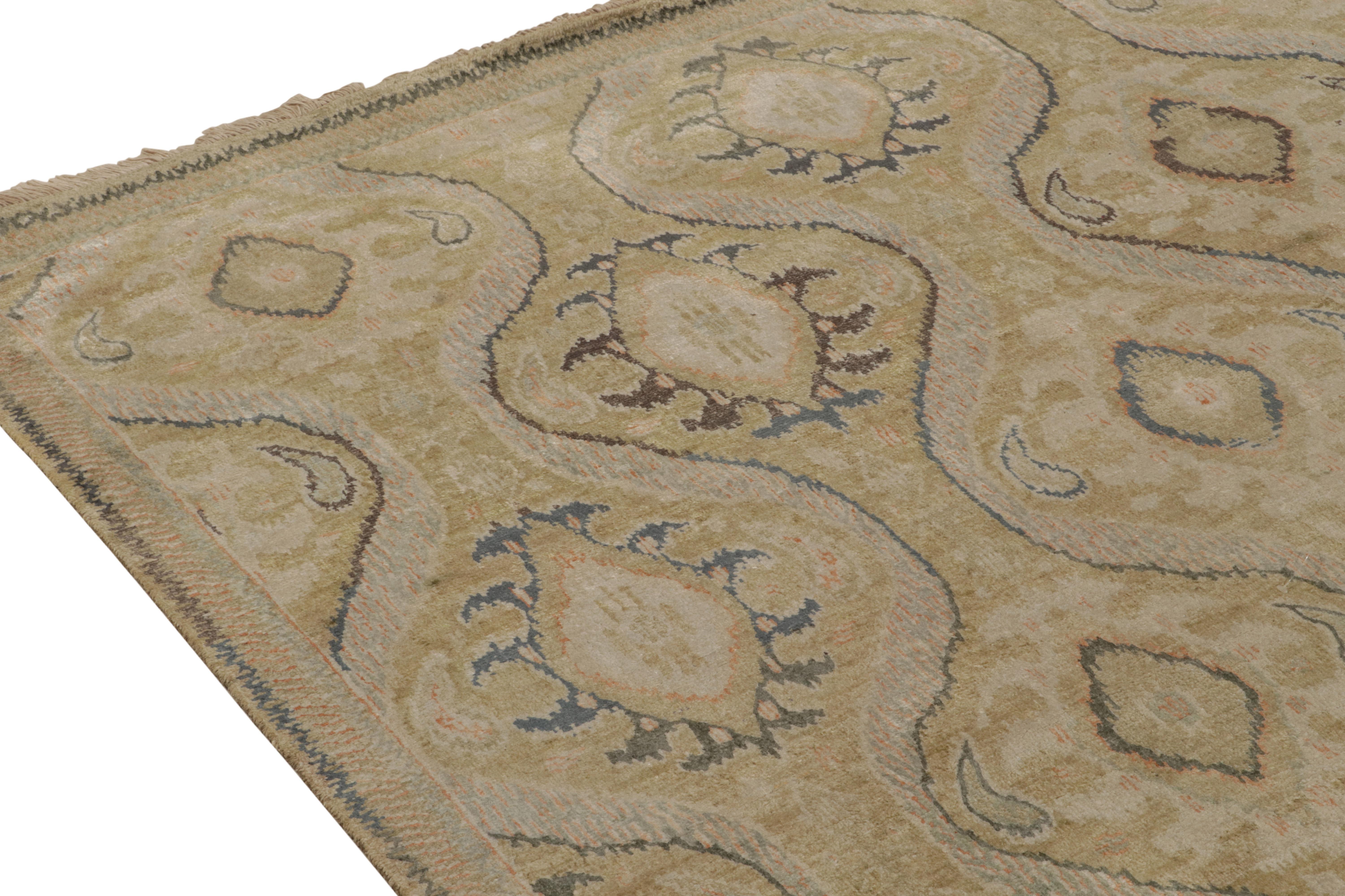 Rug & Kilim’s Classic Style rug in Green and Beige-Brown Ikats Patterns In New Condition For Sale In Long Island City, NY