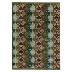 Rug & Kilim's Classic Style Rug in Grün, Gold und Weiß mit Wappenmustern