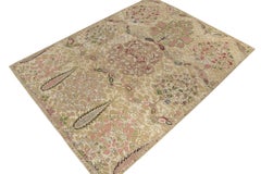 Rug & Kilim's Classic Style Teppich in Grün, Rosa und Beige-Braun mit Blumenmustern
