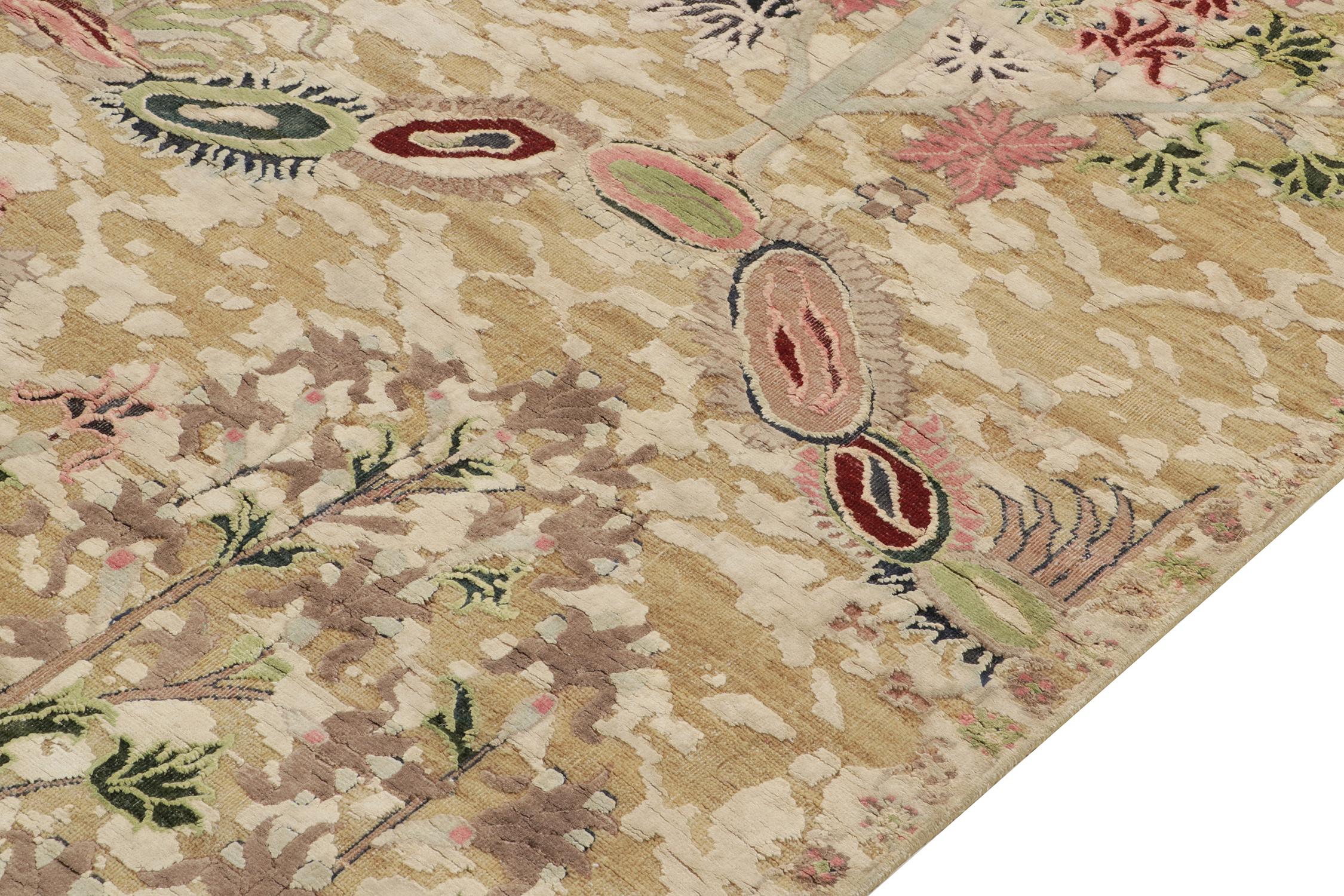 Rug & Kilim’s Classic Style Rug in Green, Pink and Beige-Brown Floral Pattern In New Condition For Sale In Long Island City, NY