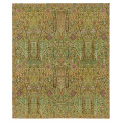 Teppich im klassischen Stil von Teppich & Kilims in Grün, Rosa, Braun mit Blumenmuster