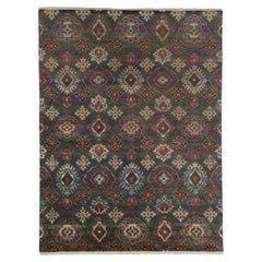Tappeto Rug & Kilim in stile classico in verde con medaglioni Ikats beige e rossi