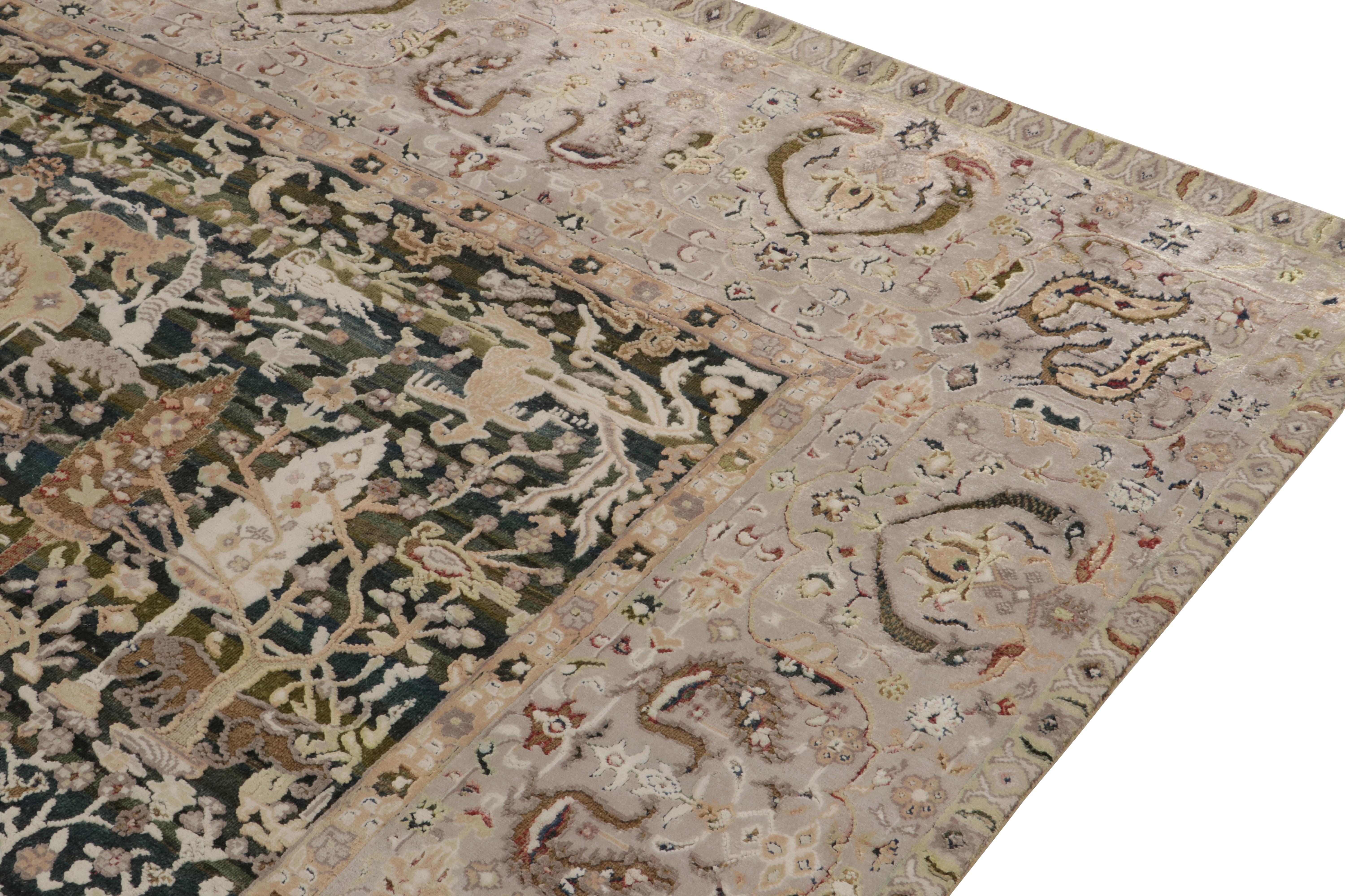 Rug & Kilim’s Classic Style Rug in Grey and Beige-Brown Floral Pattern In New Condition For Sale In Long Island City, NY