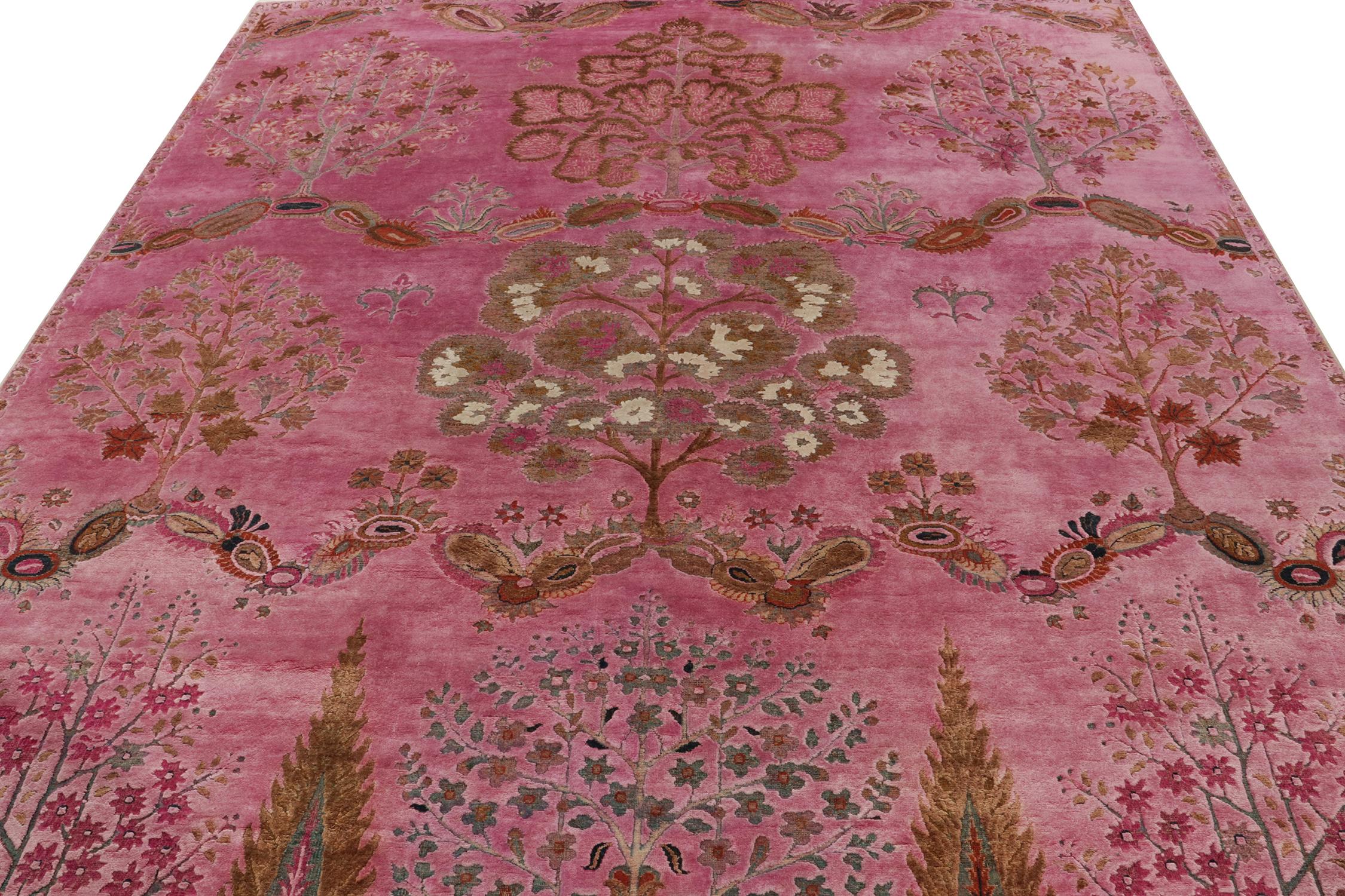 Rug & Kilim’s Classic Style Rug in Pink & Beige-Brown Floral Pattern In New Condition For Sale In Long Island City, NY