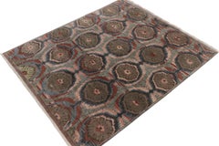 Rug & Kilim’s Classic-Style Rug in Pink, Blue and Beige-Brown Ikats Patterns