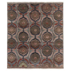 Tapis de style Classic de Rug & Kilim à motifs Ikats roses, bleus et bruns-beiges