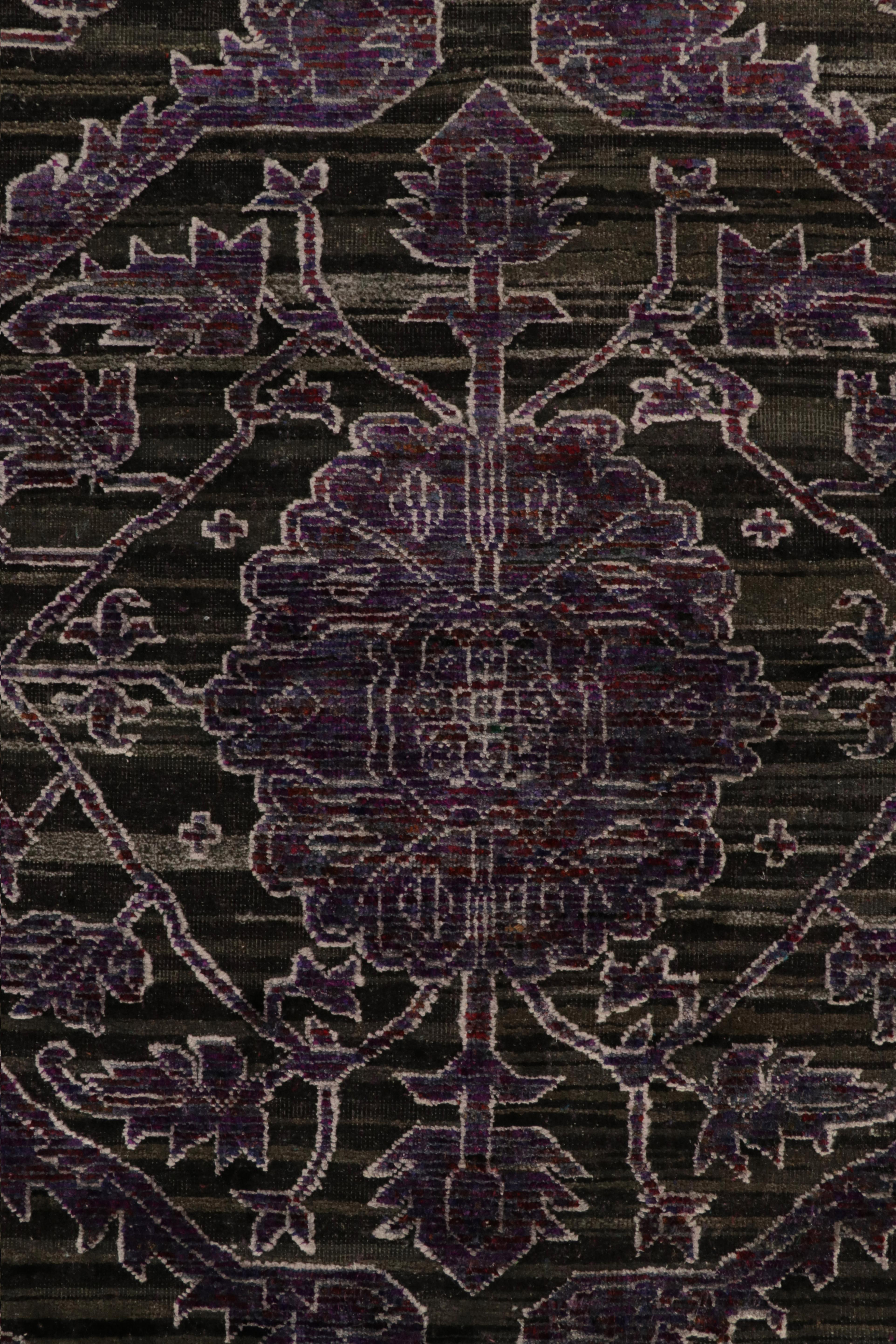 Contemporary Rug & Kilim’s Classic style rug in Purple Geometric-Floral Patterns For Sale