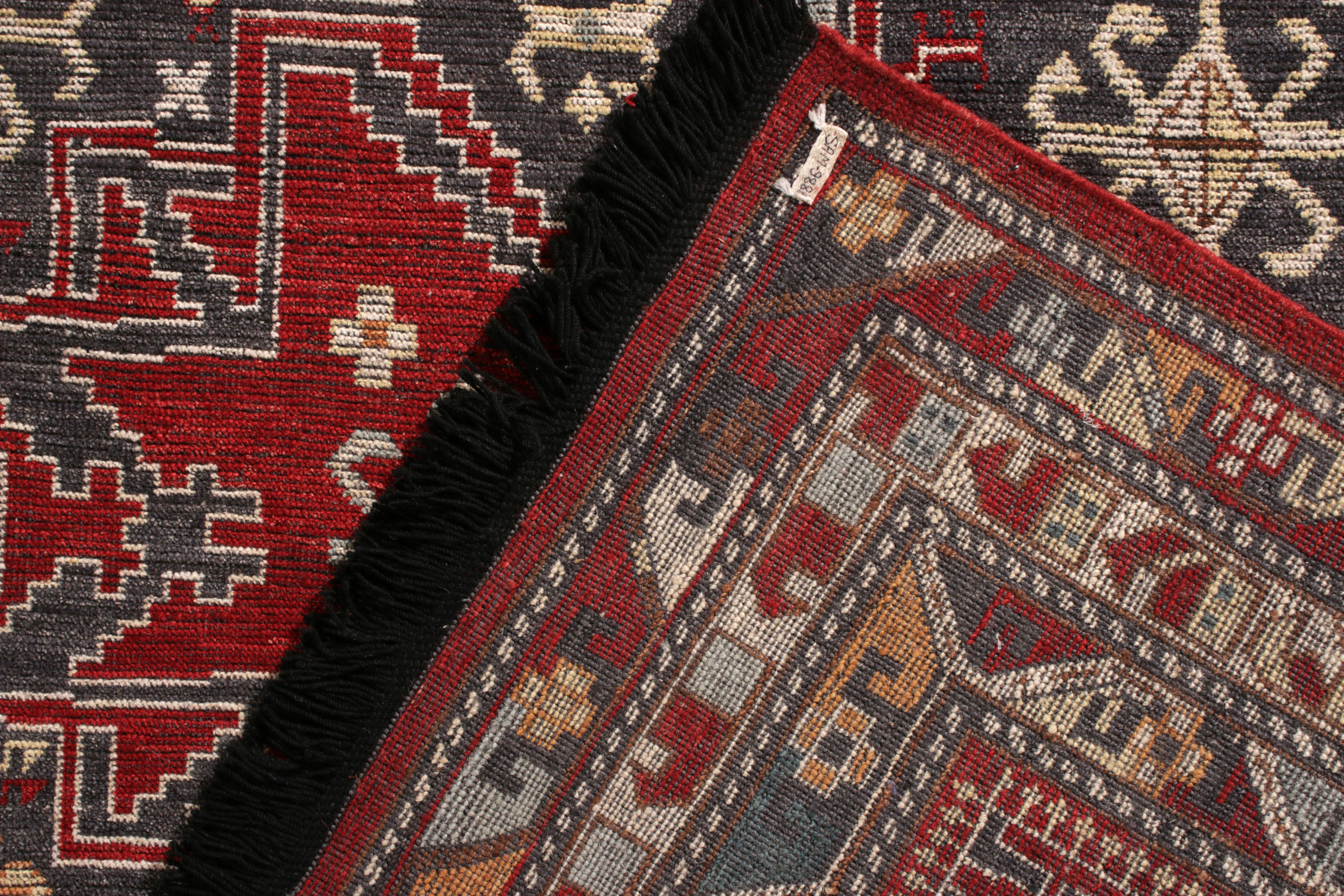 Hand-Knotted Rug & Kilim’s Classic Style Rug in Red and Blue Geometric Pattern