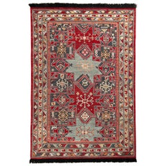 Alfombra de estilo clásico Rug & Kilim con diseño geométrico rojo y azul