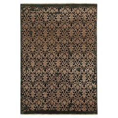 Rug & Kilim’s Classic-Style Rug in Silver Floral Patterns on Black & Green