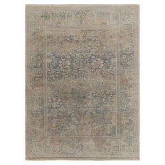 Rug & Kilim’s Classic Style Rug in Silver-Gray, Blue & Beige Floral Pattern