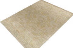 Rug & Kilim’s Classic Style rug in Tan with Blue and Gold Floral Patterns