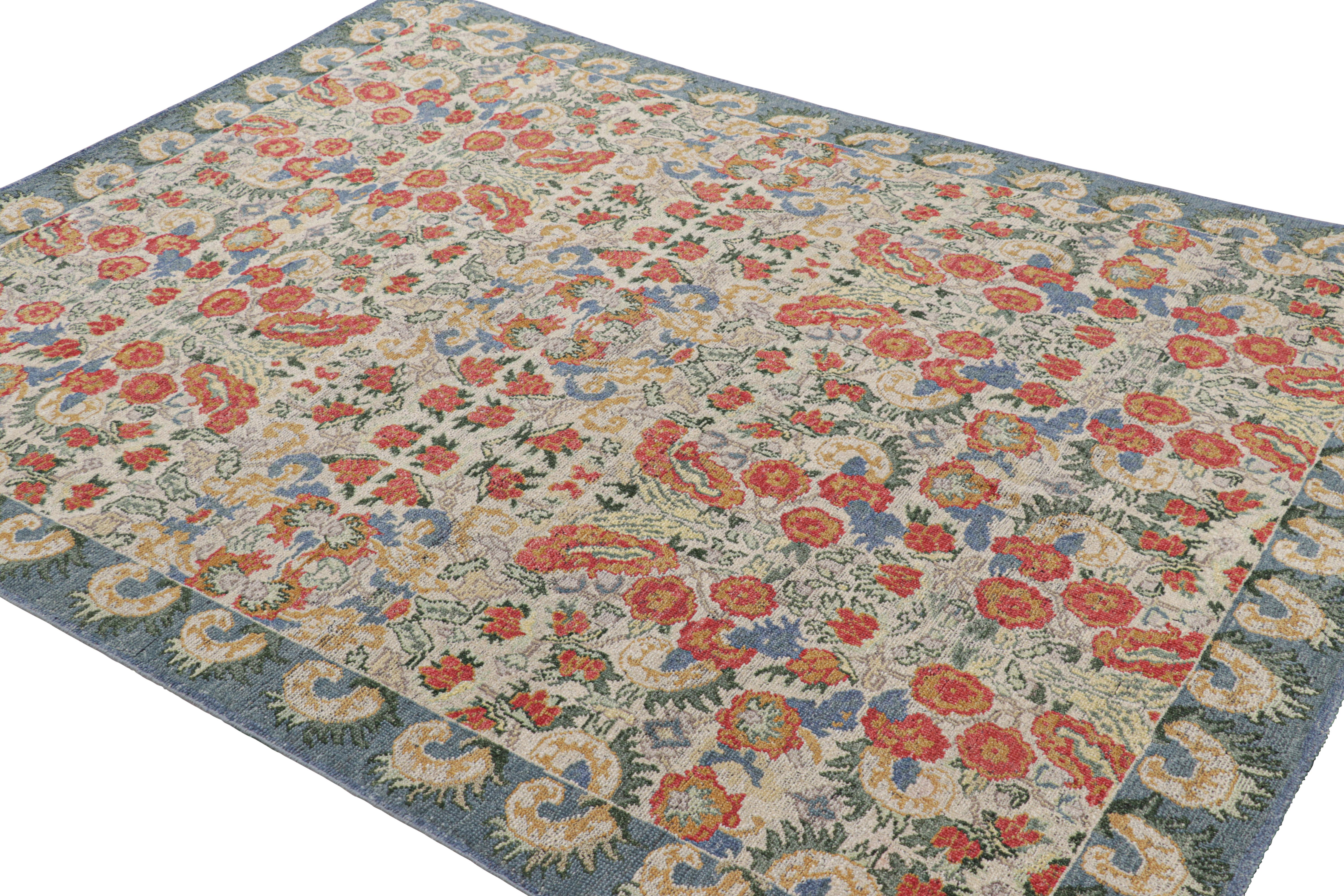 Rug & Kilim's Classic Style Rug in Weiß mit Blumenmustern (Handgeknüpft) im Angebot