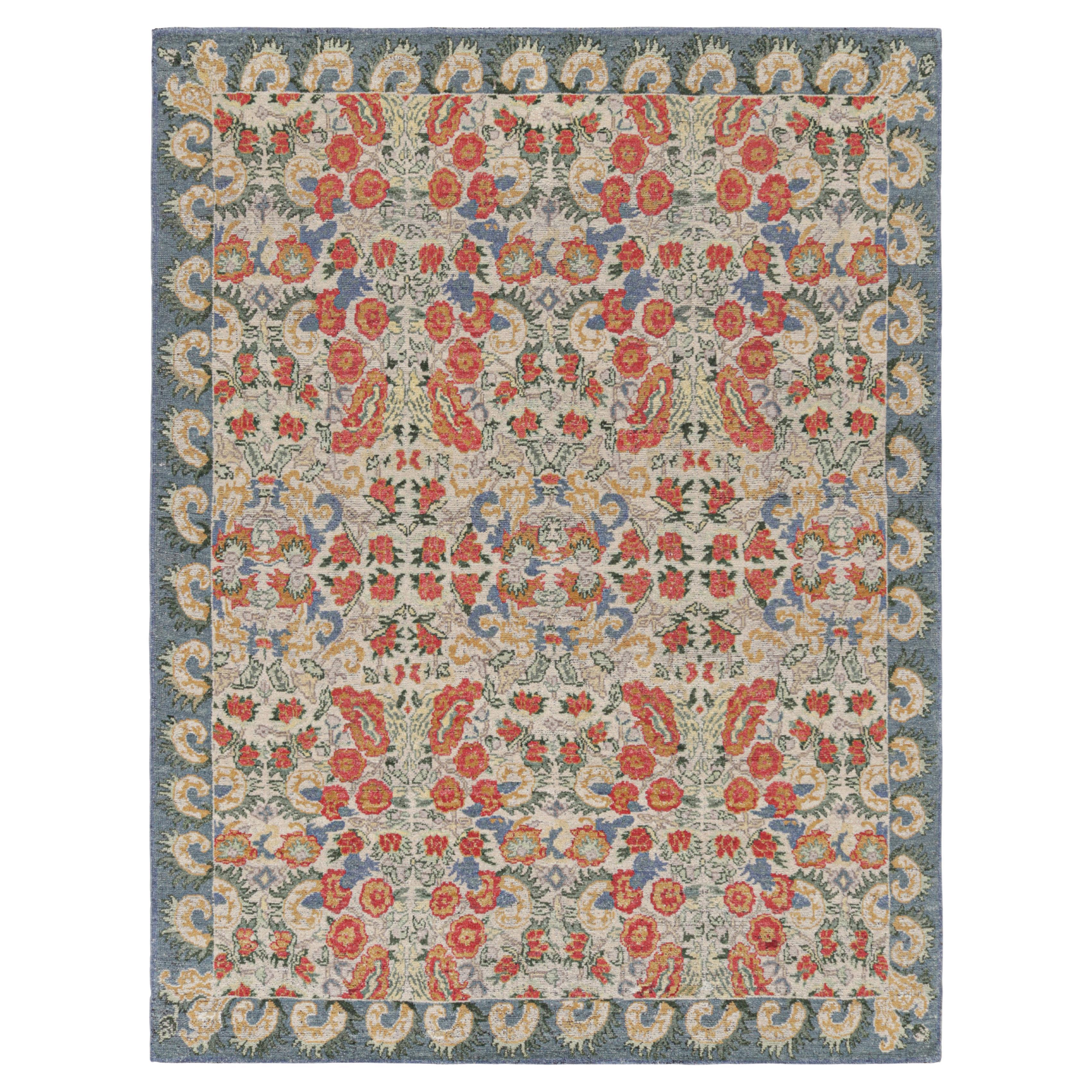 Rug & Kilim’s Classic Style Rug in White with Floral Patterns