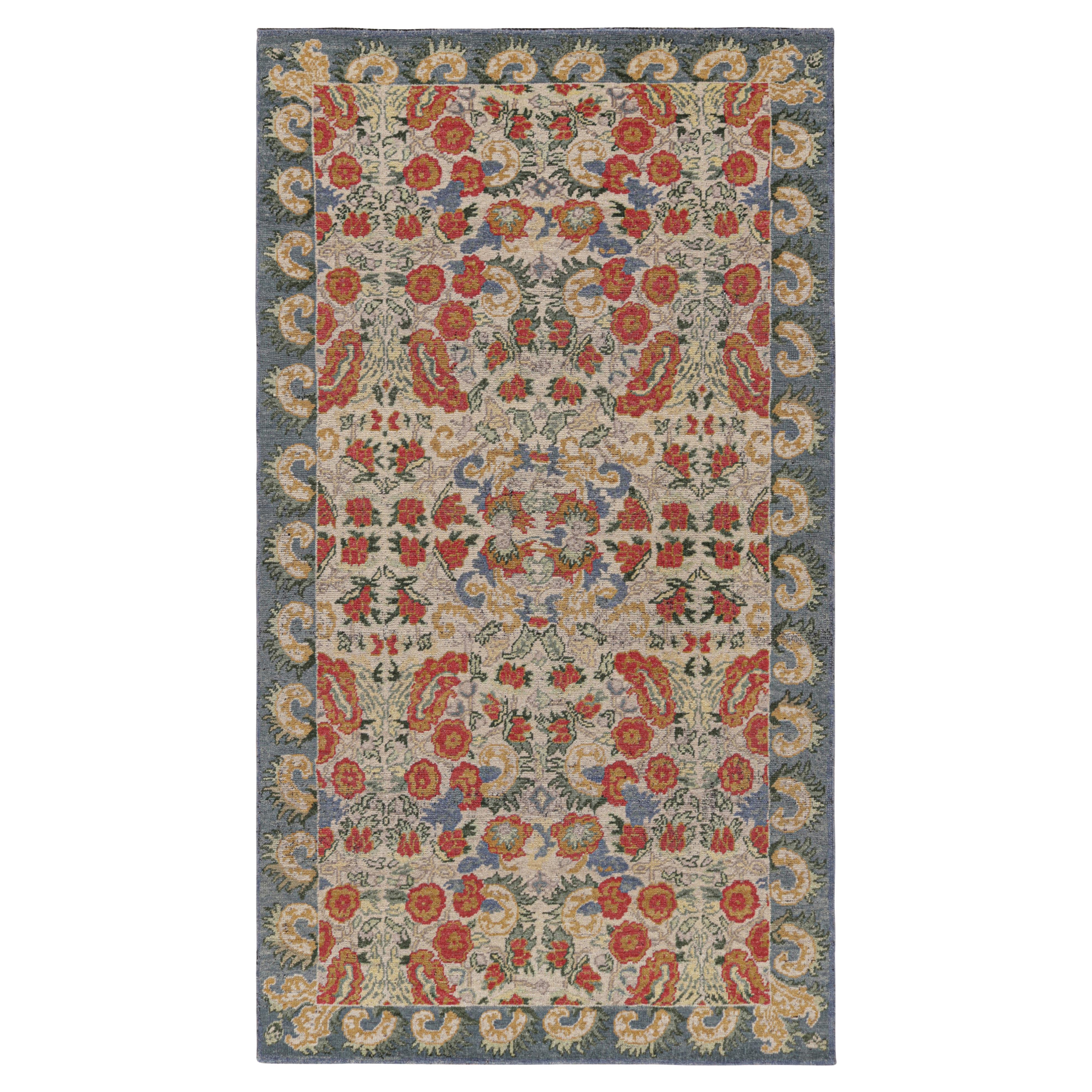Rug & Kilim’s Classic Style Rug in White with Floral Patterns