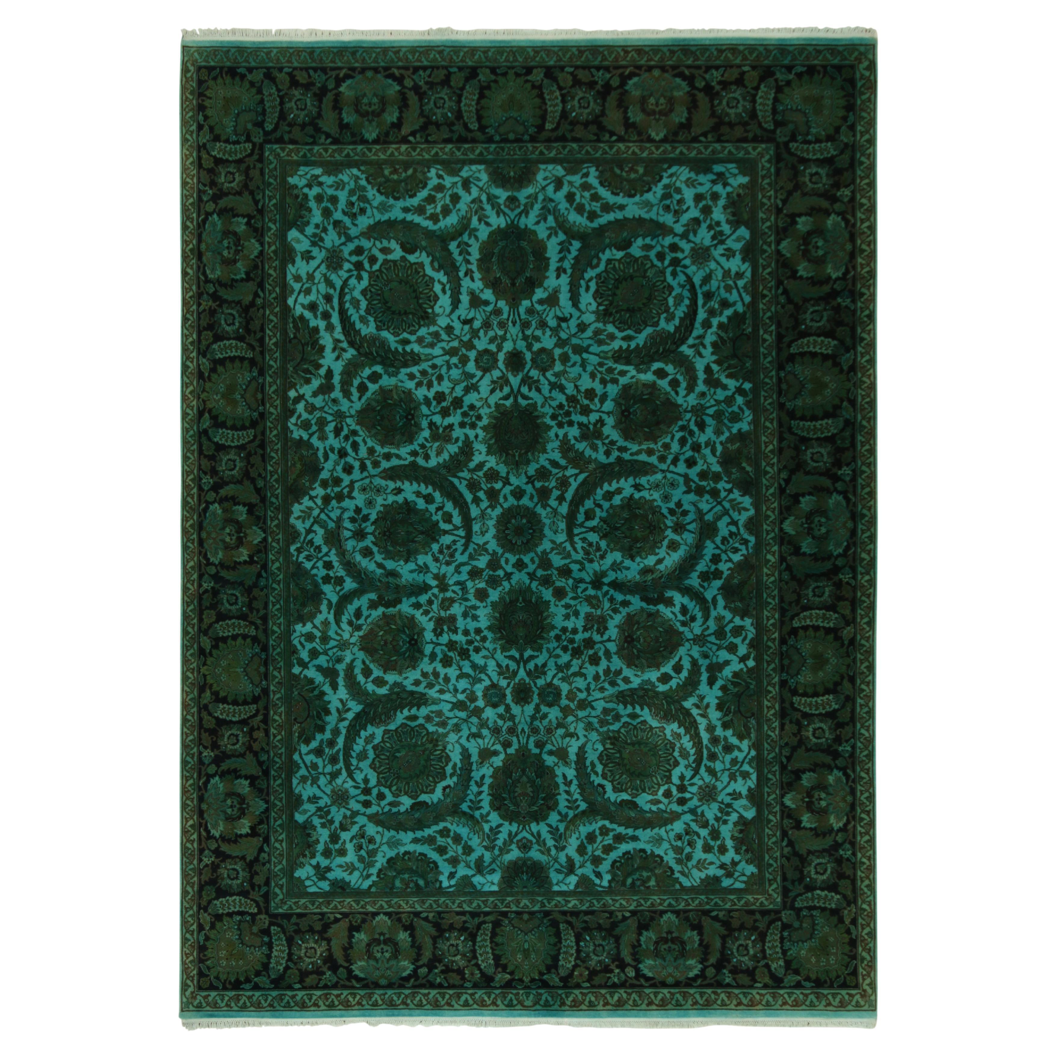 Rug and Kilim’s Classic style rug with Gold, Beige and Green Floral