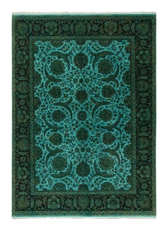 Rug & Kilim’s Classic Style Rug with Blue and Green Floral Pattern