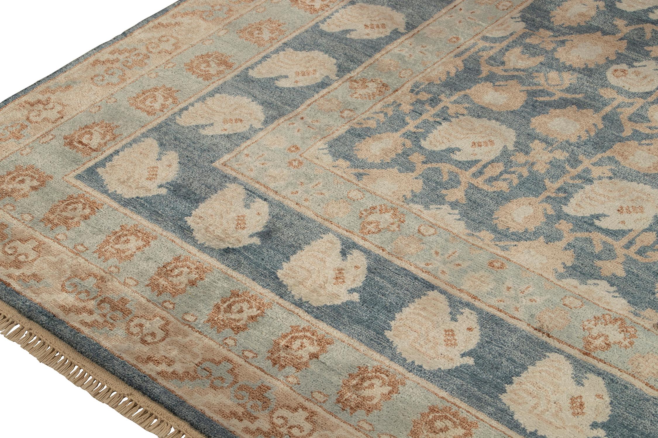 Rug & Kilim’s Classic style rug with Blue & Beige-Brown Floral Pattern In New Condition For Sale In Long Island City, NY