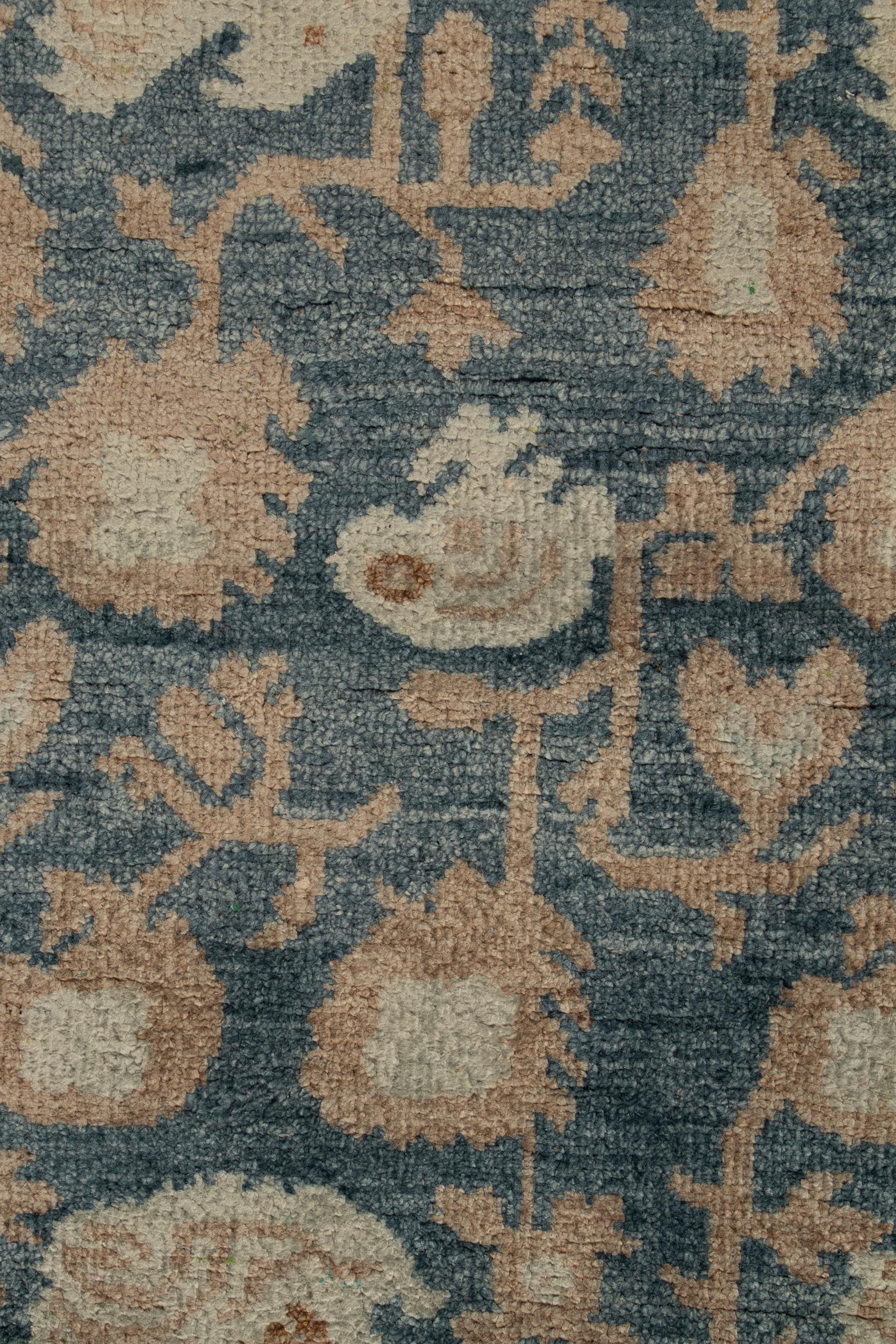 Contemporary Rug & Kilim’s Classic style rug with Blue & Beige-Brown Floral Pattern For Sale