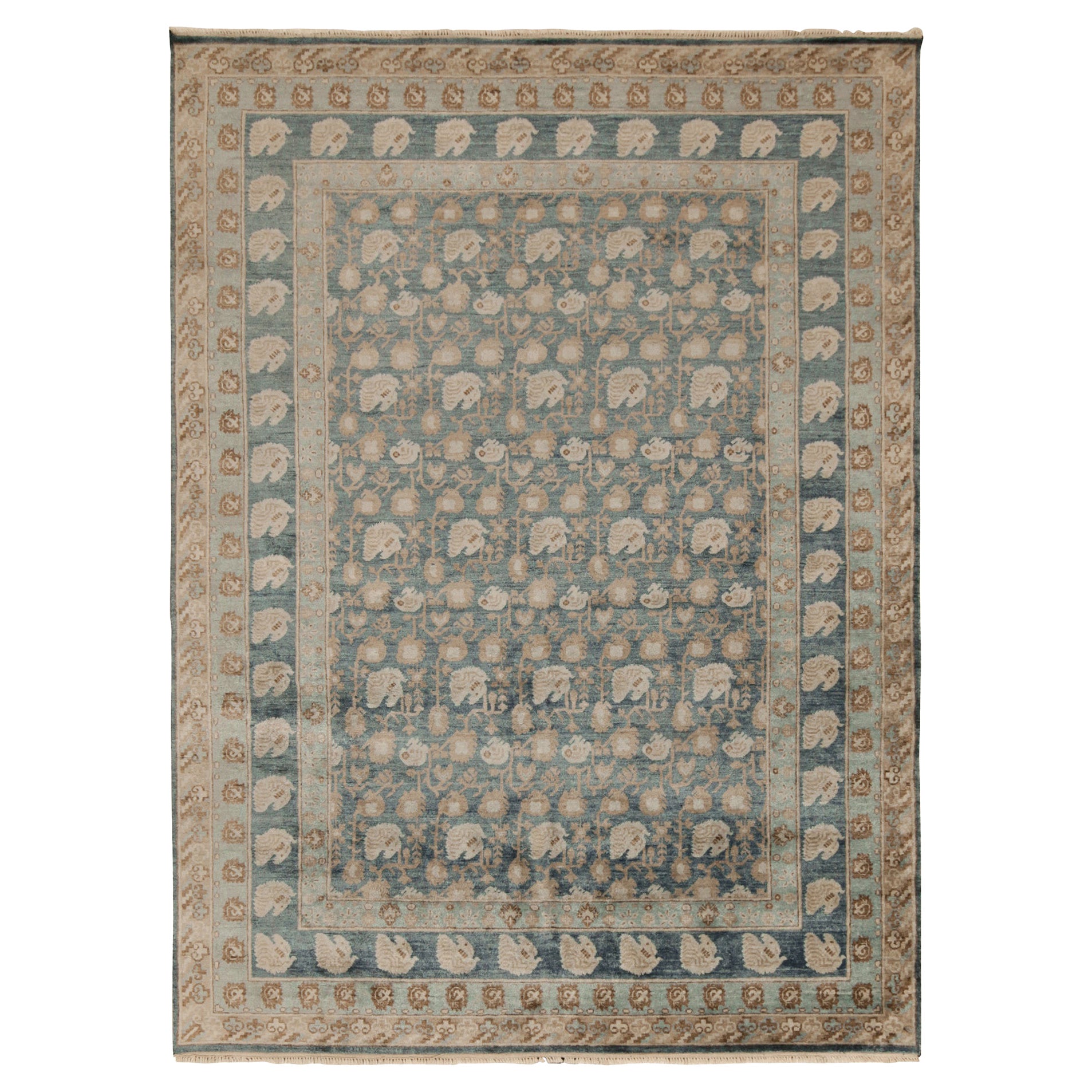 Tappeto in stile classico Rug & Kilim con motivo floreale blu e beige-marrone
