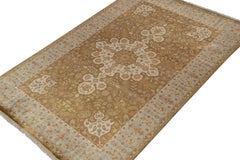 Rug & Kilim’s Classic Style rug with Brown and Off-White Medallion Floral Style