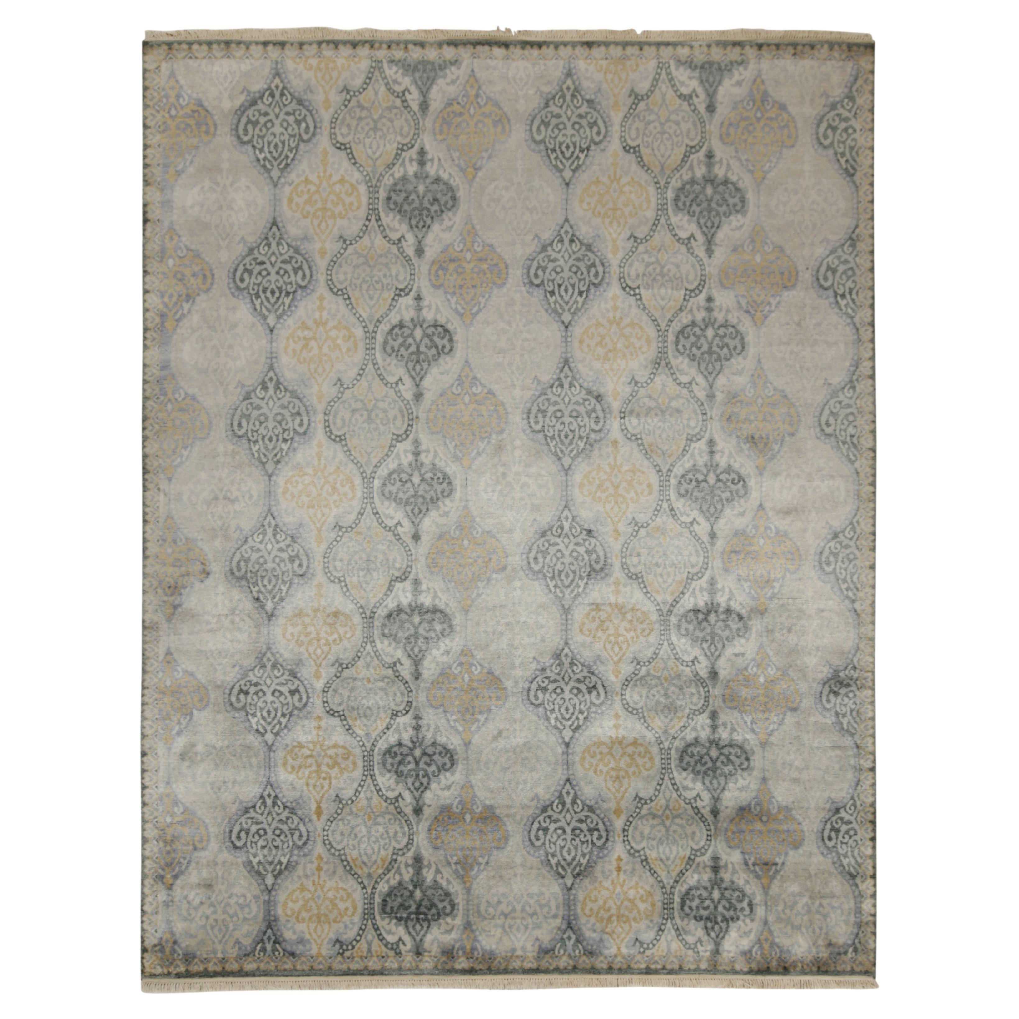 Rug and Kilim’s Classic style rug with Gold, Beige and Green Floral ...