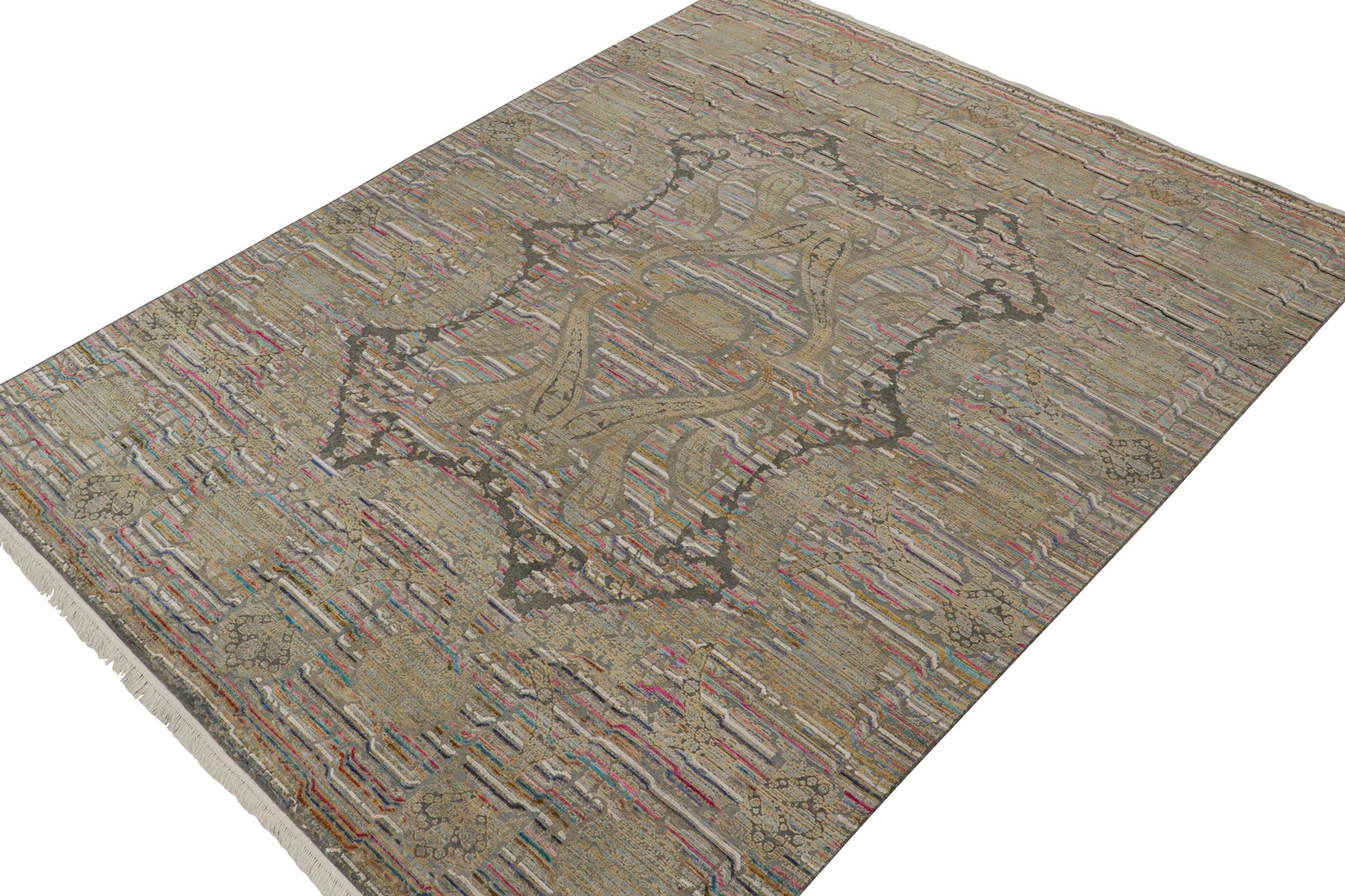 This antique 9x13 French Deco rug is the next addition to Rug & Kilim’s rare curation of classic rugs. Hand-knotted in wool circa 1920-1930.
Further on the design: 
This extremely rare piece exemplifies the Art Deco art style of the 1920s, and