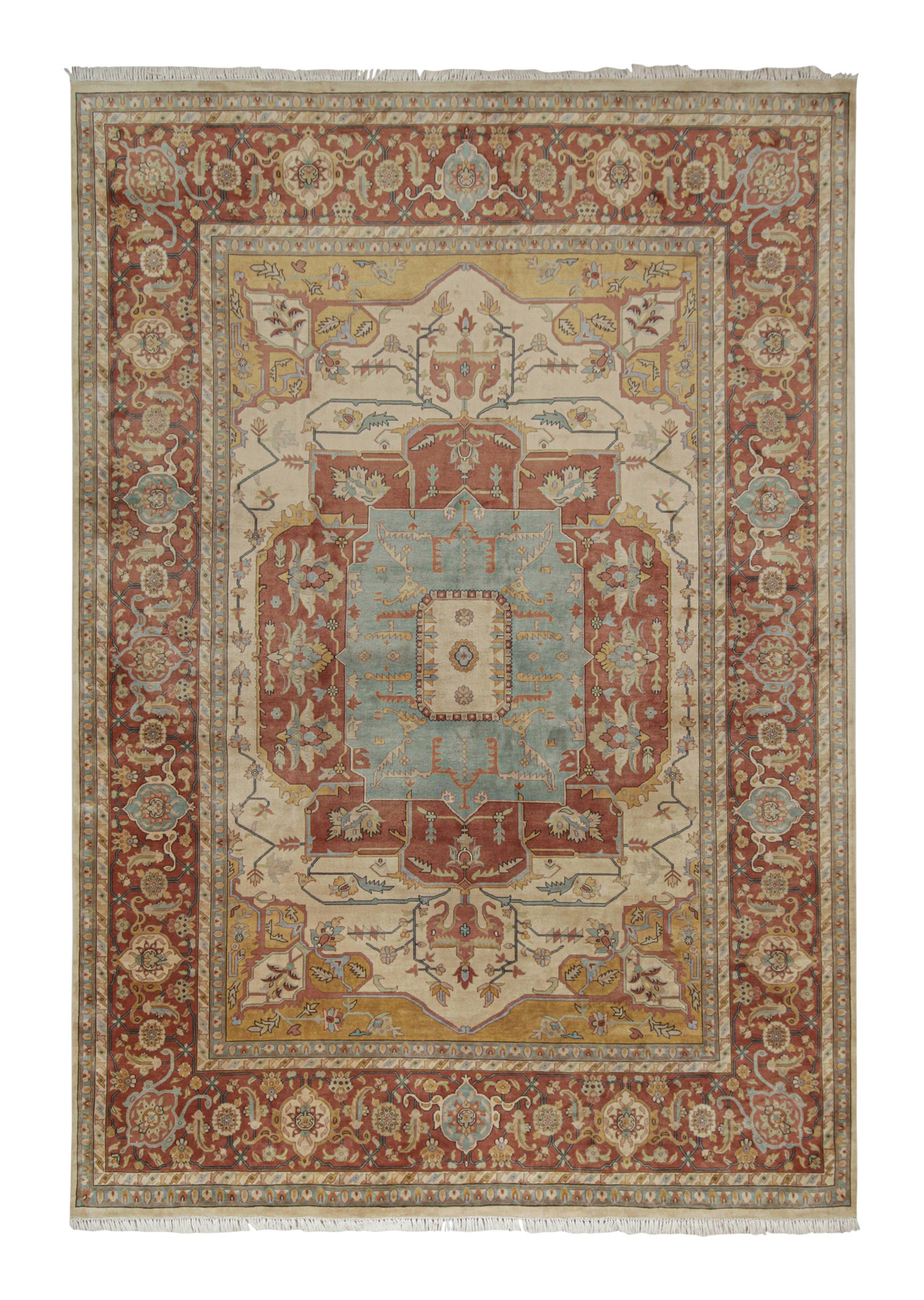 Tappeto Rug & Kilim in stile classico con motivo a medaglioni rossi e oro e blu